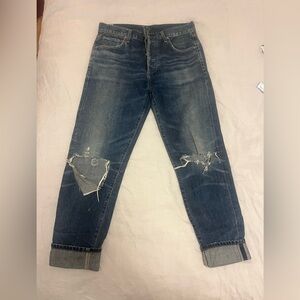 Citizens Of Humanity Relaxed Distressed Dark Blue Jeans